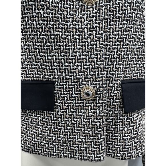 ZARA TWEED BOUCLE TRIM TEXTURED BLAZER JACKET WITH BOW SZ L PREPPY OLD MONEY - Picture 12 of 15